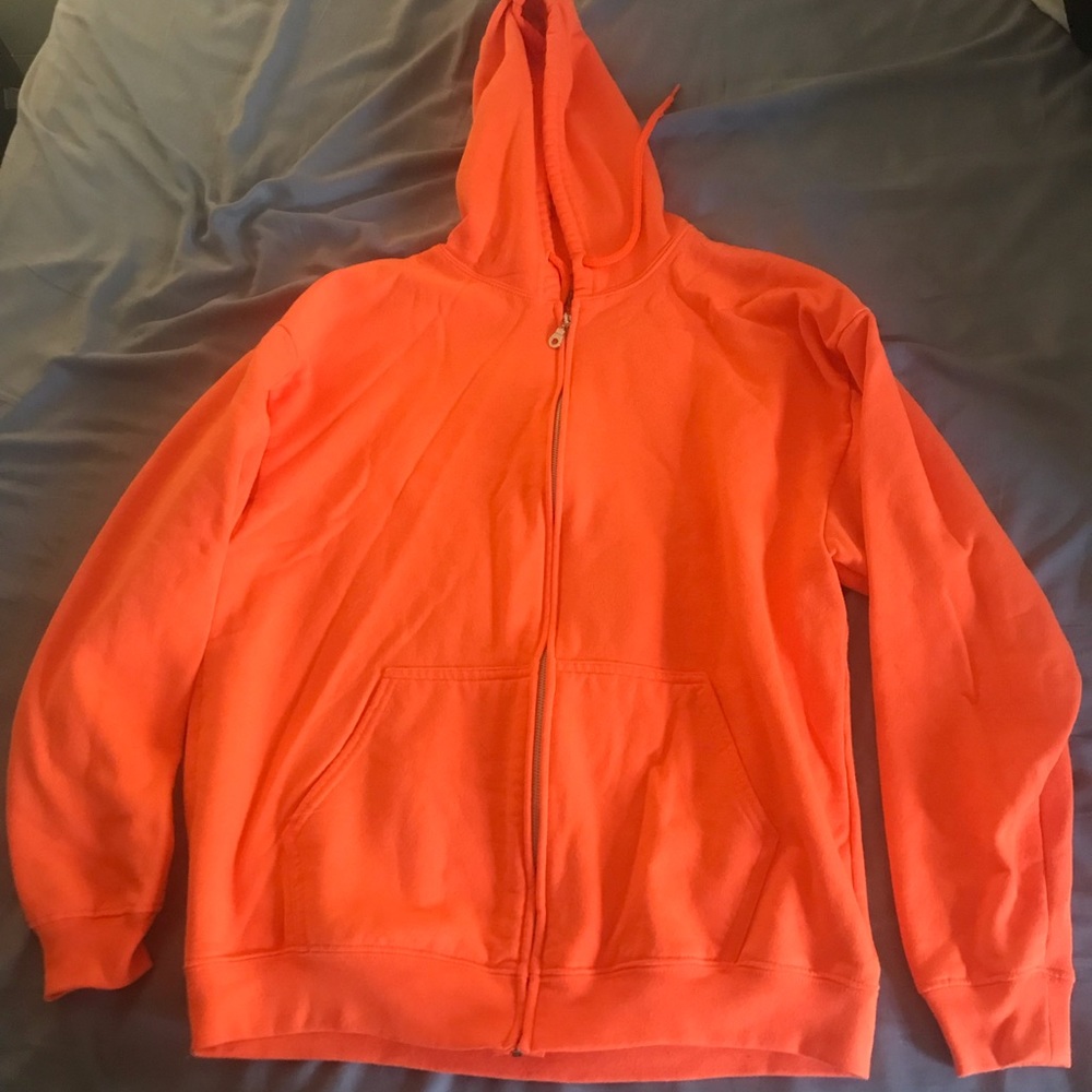 Mens Zip Up Orange Hoodie